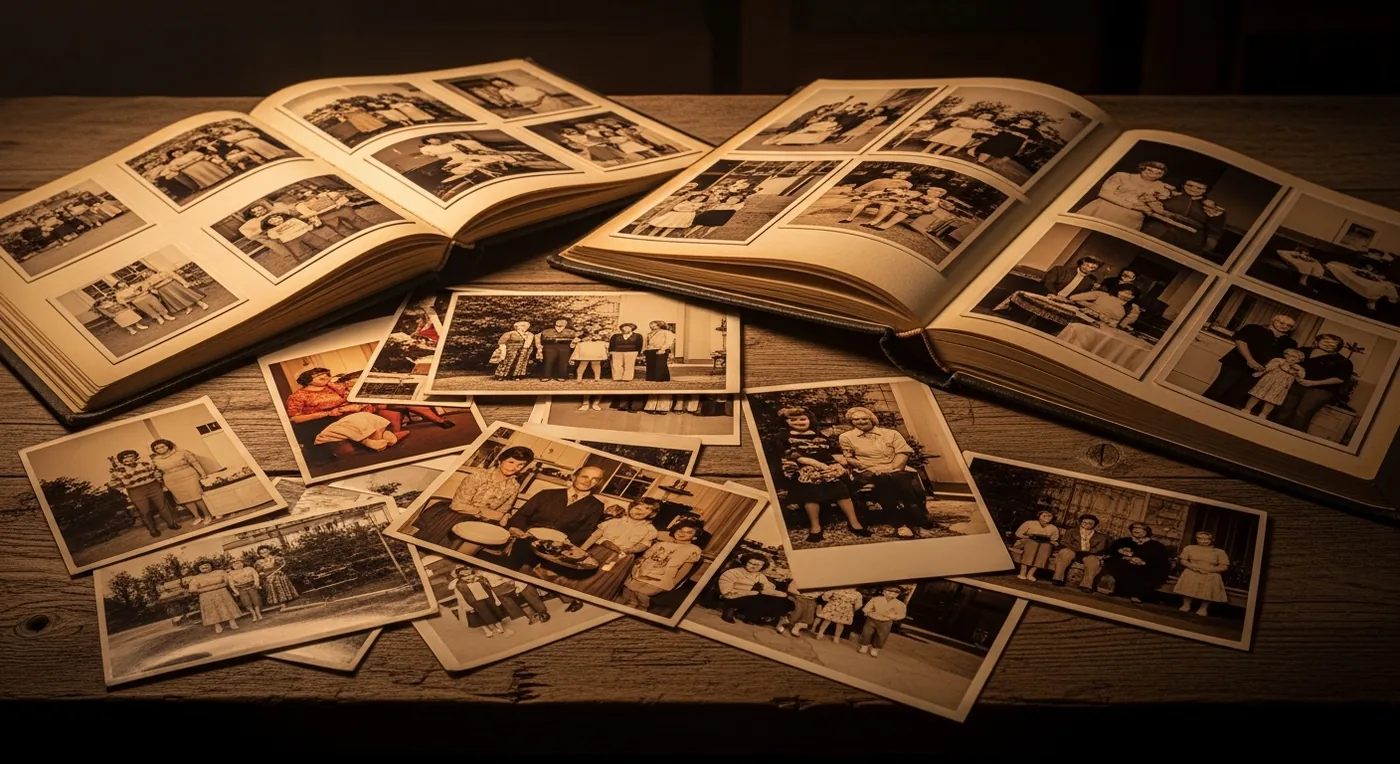 Old photo albums and printed photographs ready for digitisation