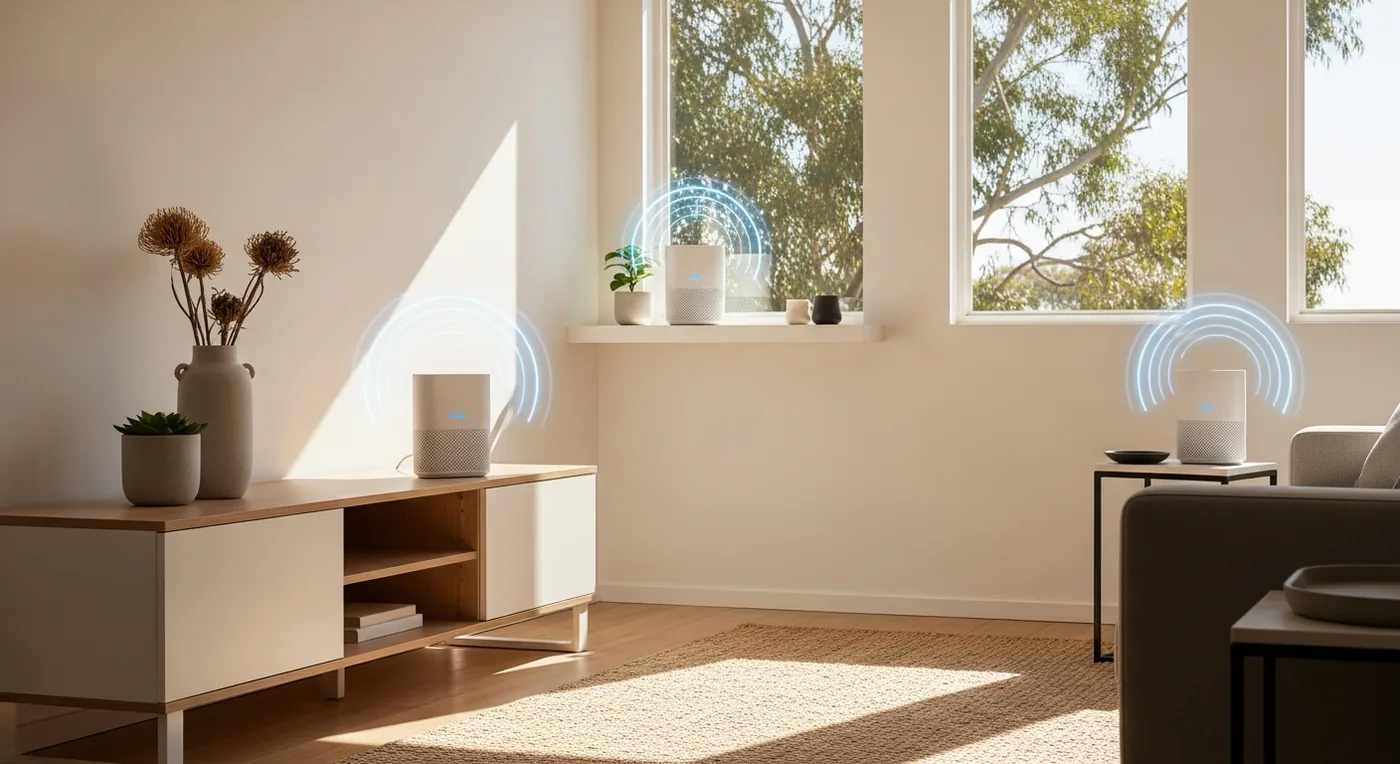 Modern mesh Wi-Fi router system in home